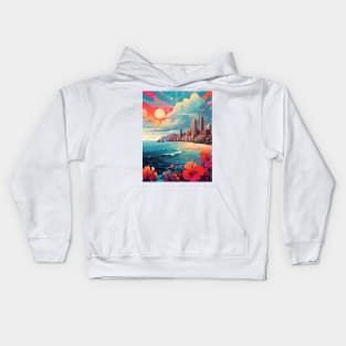 Beach with City View Kids Hoodie